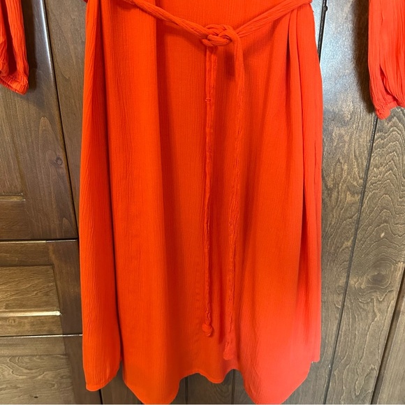 🌟3/$20🌟 Old Navy Tangerine/Coral embroidered dress with Bishop Sleeves - Picture 4 of 7
